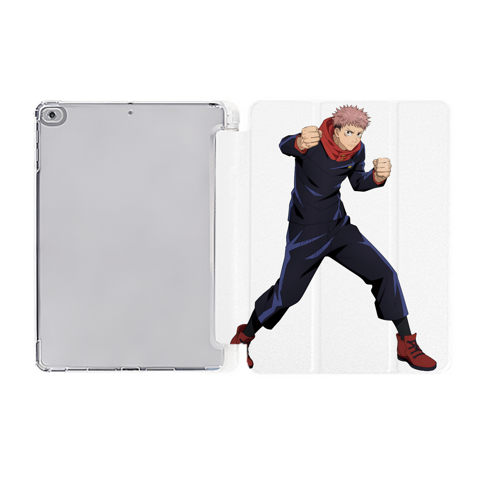 （画像用） 呪術廻戦 Jujutsu Kaisen IPad ケース ペン収納付き 三つ折りスタンド PUレザー×シリコン 対応機種9.5/10.5/10.9インチ